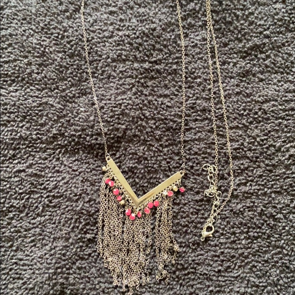 Extra long gun metal necklace